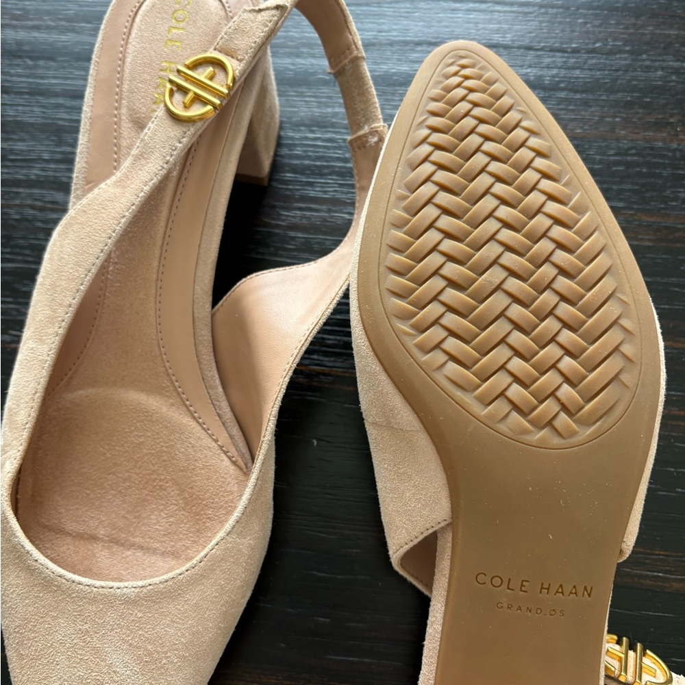 Cole Haan Nude Suede Slingback Heels - Picture 3 of 4